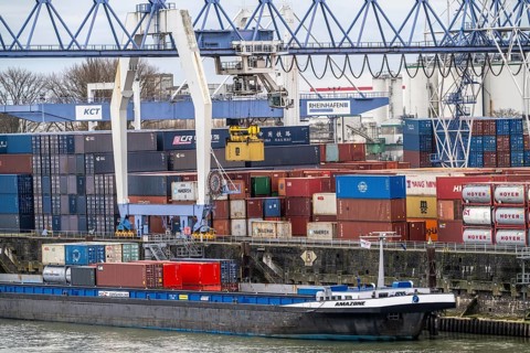 Container terminal in the Rhine port of Krefeld, inland port, 4th largest public port in North