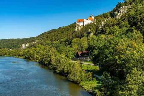 Prunn Castle and the Main-Danube Canal in Schlossprunn near Riedenburg, Lower Bavaria, Bavaria,