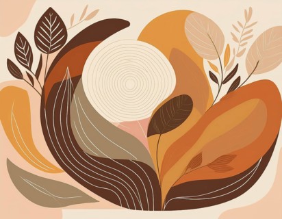 Abstract painting symbolizing environmental protection with organic shapes in brown and green earth