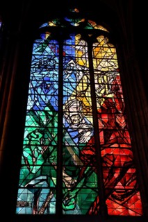 Stained glass window by Jacques Villon in the sacrament chapel of the Gothic Saint-Étienne