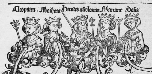 Cleopatra or Cleopatra and other depictions of famous personalities, woodcut, from Schedel'sche