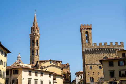 Church towers in Florence, UNESCO World Heritage Site, Tuscany, Italy, Europe