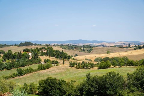 Tuscan landscape with fields and hills, Unesco world heritage, Crete Senesi, Italy, Europe,