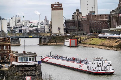 Container terminal in Krefeld Rhine harbour, inland port, 4th largest public port in North