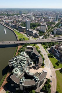 Düsseldorf, view of the old town from the Rhine Tower