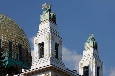 Façade turret with figures by Richard Luksch, St Leopold and St Severin, St, Saint, Saint
