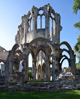 Cistercian abbey mid 13th century, church ruins, choir from south-east, St., Sankt, Saint