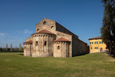 San Piero a Grado near Pisa, basilica from the 10th century, choir apses from the north-east