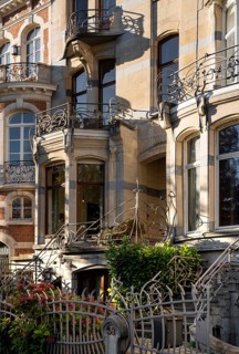 Brussels, Bruxelles, Art Nouveau house on Avenue General de Gaulle, Maison Flagey, façade with