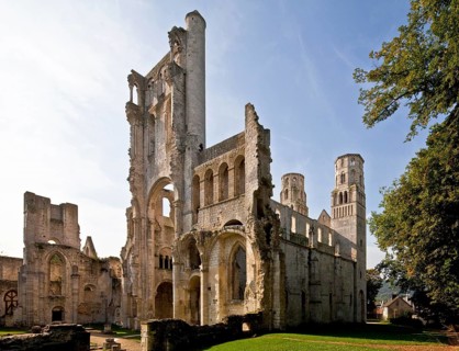 Begun in 1040, destroyed from 1562, view from north-east, remains of crossing tower and transept in