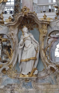 The three Madl. Katharina at the altar of grace. The Vierzehnheiligen Basilica near Bad
