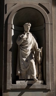 Sculpture by Dante Allighieri on the façade