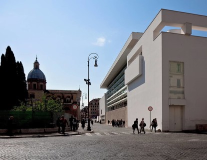 New museum building 2006 by Richard Meier, north-east corner, left San Rocco, St., Sankt, Saint