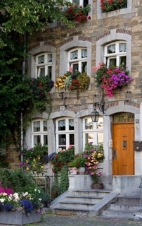 Baroque house façade with bluestone staircase