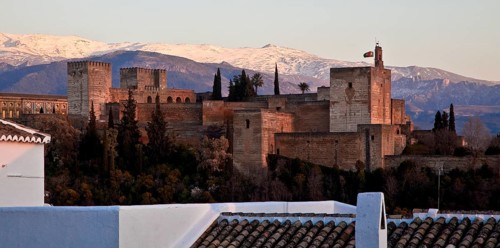 Alcazaba fortress from the north-west, with the Sierra Nevada above it