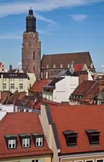 Distant view over the roofs of the old town from the south-east, tower height 90 m, St., Sankt,