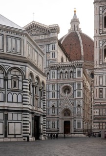 Florence, Firenze, Cathedral, Duomo Santa Maria del Fiore, Baptistery San Giovanni from southwest,