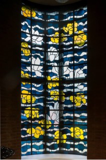 Built in 1964 by Gottfried Böhm, baptistery, windows with yellow roses
