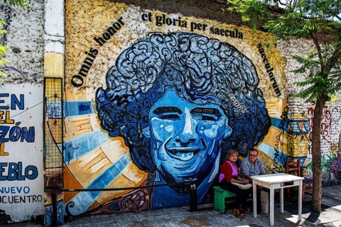 Mural, Diego Maradona, La Boca, Buenos Aires, Argentina, South America