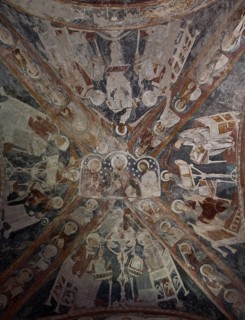 Italy S-Tyrol Taufers St Johann vault paintings. The largely preserved Romanesque frescoes in the