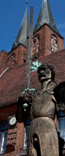 General view en face in front of the arcade wing of the town hall, built in 1525 Copy 1974 m wooden