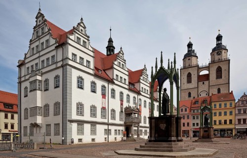 Town hall 16th century by Sebastian Krüger, town church 14th-16th century, in front