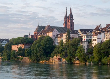 Basel, Minster (Basler Münster), view from north-east over the Rhine