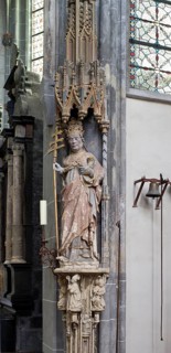 Stone figure of St Cornelius in the choir, St, Saint, Saint