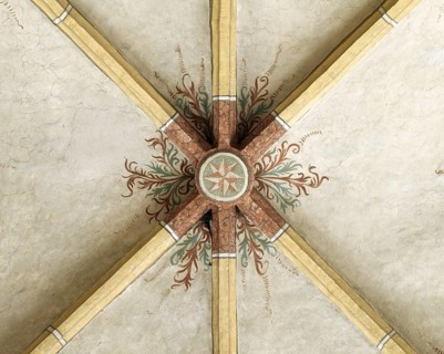 Bad Birnbach. Late Gothic vault. Keystone, St., Saint, Saint