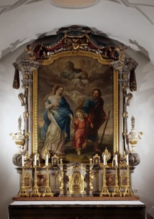 Spindlhof Castle, small chapel. Castle chapel with the rare patron saint of the Holy Family.