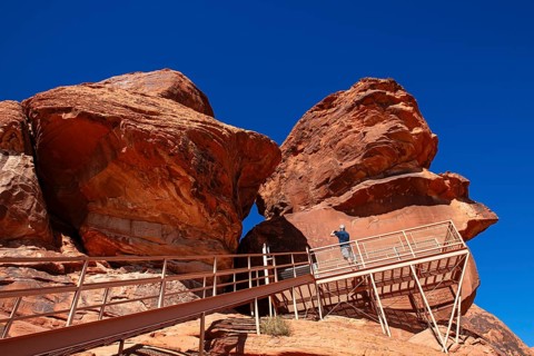Atlatl Rock with rock carvings of the Nuwu and Southern Paiute, petroglyphs, Valley of Fire State