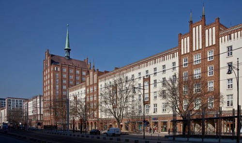 Rostock, Lange Straße with tower block