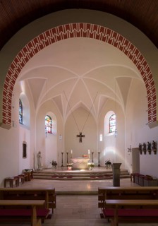 Choir room with restored wall painting, built 1922-1924 by Johann Mertzenich, St., Sankt, Saint