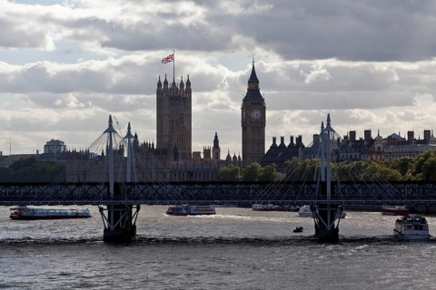 Left Victoria Tower, right BIG BEN built 1839-1888, in front Hungerford Bridge