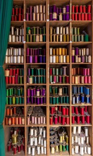 Krefeld, House of Silk Culture, former Hubert Gotzes parament weaving mill, now a museum. Weaving