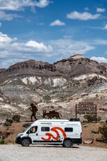 Gold miner's corten steel artwork, Beatty, Nevada, USA, North America
