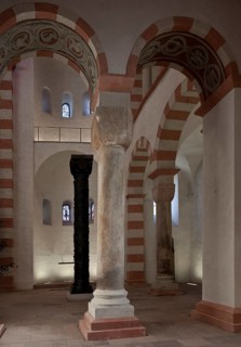 Angel gallery in front of the south wall of the east transept, in front temporary installation of