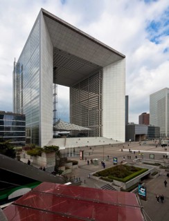 Office and conference building LA GRANDE ARCHE, 1984-89 by Johan Otto von Spreckelsen, cube-shaped