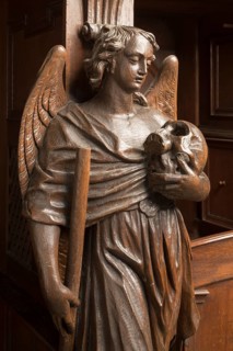 Brauweiler near Pulheim, St Nicholas' Abbey Church, north aisle, confessional from 1725, angel with
