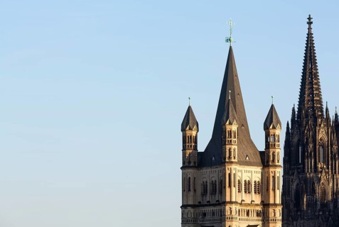 View from the Severinsbrücke bridge, behind it the cathedral, St., Sankt, Saint