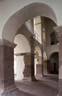 Kaiserkirche, Corvey Monastery church Westwerk Johanneschor inside west pillar row v S, St., Sankt,