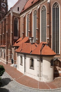 View from the parish centre to the choir and the baroque sacristy, St., Sankt, Saint