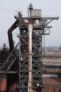 Former Thyssen AG steelworks, view from blast furnace 5 to blast furnace 2