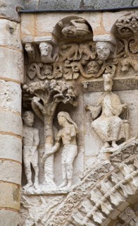 West façade, spandrel with Adam and Eve, St., Sankt, Saint