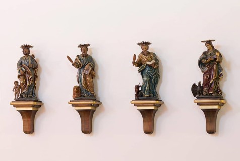 Four Evangelists in the choir, church built 1922-1924 by Johann Mertzenich, St., Sankt, Saint