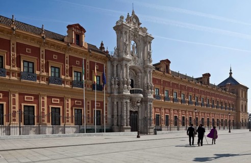Seville, San Telmo Palace. San Telmo Palace. Facade from 1757