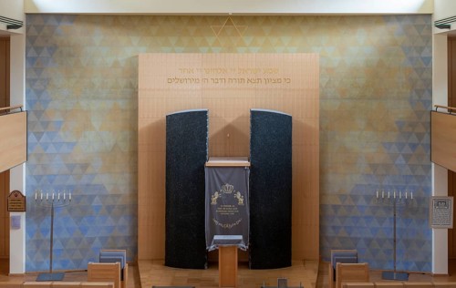 Krefeld, Jewish community centre in Wiedstraße. Synagogue with Torah shrine (Hechal), view from the