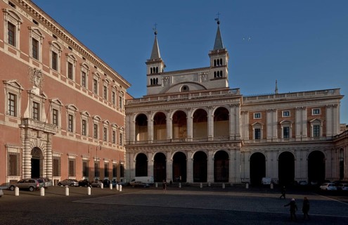 North façade with Benedictine loggia, left Lateran Palace, St., St., Saint