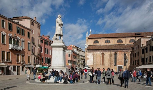 Italy Venice Monument to Niccolò Tommaseo -204 on the Campo San Stefano Marble statue 1882 by