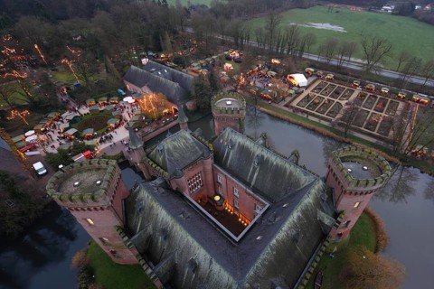 Moyland, castle park in winter, view from the north tower